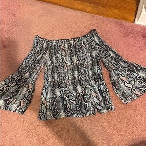 Off-Shoulder Snake Print Top